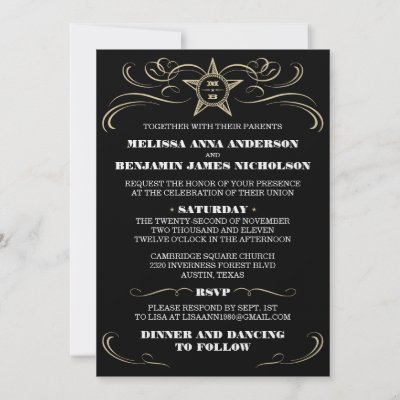 Black Southern Style Wedding Invitations Announcement by Western Invitations
