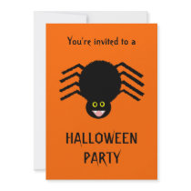 Black Spider Halloween Party Customisable Invitati