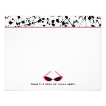 Black Splatter & Pink Sunglasses Flat Notecards Custom Invites