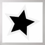 Black Star Bold White Outline posters