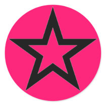Black Star on Pink - Sticker
