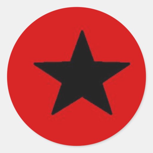 Black Star Round Stickers
