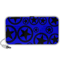 Black Stars in Circles on Blue Notebook Speaker