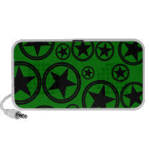 Black Stars in Circles on Green Portable Speaker
