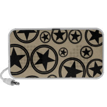 Black Stars in Circles on Khaki Mp3 Speaker