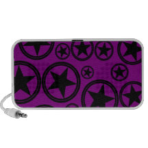 Black Stars in Circles on Purple Laptop Speakers