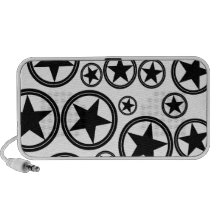 Black Stars in Circles on White iPhone Speaker