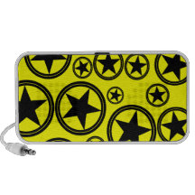 Black Stars in Circles on Yellow iPhone Speaker