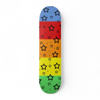 Black Stars: Multi-Colour Background: Skateboard by spiritswitchboard