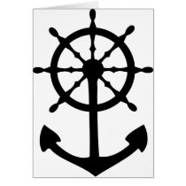 black steering wheel anchor icon card