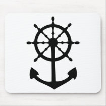 black steering wheel anchor icon mouse mat