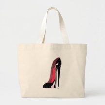 Black stiletto Shoe Canvas Bag