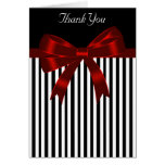 Black Stripe Red Bow Thank You Card