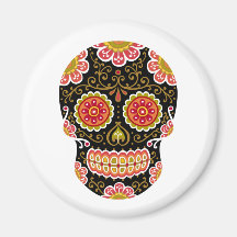 Black Sugar Skull Refrigerator Magnet