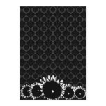 Black Sunflower Damask Wedding Menu invitations