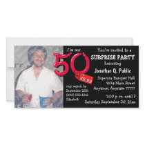 Black Surprise 50th Birthday Party Photo Invite