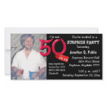 Black Surprise 50th Birthday Party Photo Invite photo cards