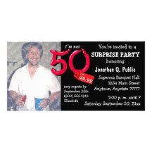 Black Surprise 50th Birthday Party Photo Invite Photo Cards