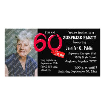 Black Surprise 60th Birthday Party Photo Invite Customized Photo Card