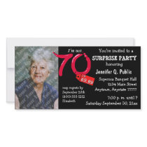 Black Surprise 70th Birthday Party Photo Invite