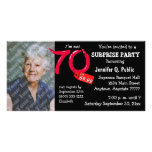 Black Surprise 70th Birthday Party Photo Invite Personalised Photo Card