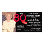 Black Surprise 80th Birthday Party Photo Invite Photo Greeting Card