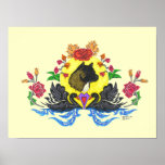 black swans and akita head portrait posters