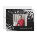 Black Swirl Any Year Photo Graduation Announcement invitations