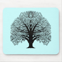 Black Swirl Tree Mouse Mat