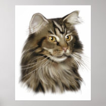 Black Tabby Maine Coon Cat Posters