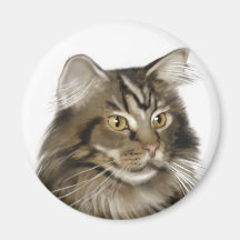 Black Tabby Maine Coon Cat Refrigerator Magnet