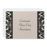 Black & Tan Damask, Polka Dot invitations