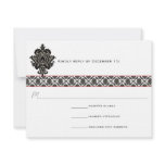 Black & Tan  Damask  Red Trim Wedding Response invitations