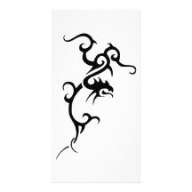 Black Tattoo Dragon Design Photo Card Template