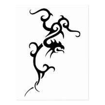 Black Tattoo Dragon Design Post Card