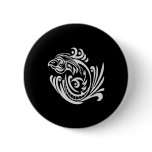 Black Tattoo Tribal Bird Pinback Buttons