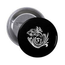 Black Tattoo Tribal Bird Pinback Buttons
