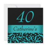 Black teal aqua elegant any age celebration invitations