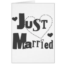 Black Text with Heart Just Married Card