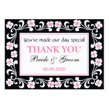 Black Thank You Wedding Favour Gift Tags Business Cards