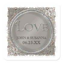Black Tie Elegance, Wedding Love Sticker or Seal
