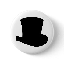 black top hat circus magician pinback buttons
