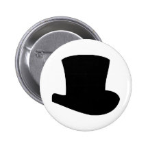 black top hat circus magician pinback buttons