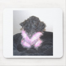 Black Toy Poodle in Pink Sweater oh la la Mouse Pads