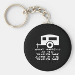 Black Trailer Park Happens Stays Keychain