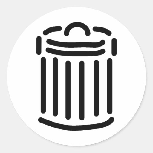 Black Trash Can Symbol Round Stickers