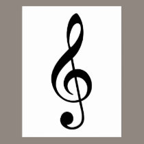 Black Treble Clef postcards