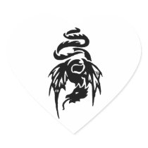 Black Tribal Dragon Tattoo with Spread Wings Sticker