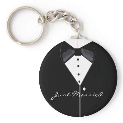 Black Tuxedo Just Married Keychains by seashell2
