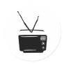 black tv television icon round sticker